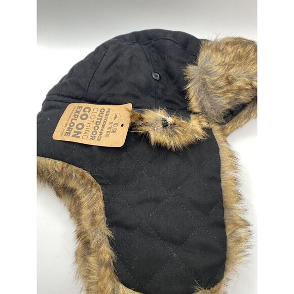 Tough Outfitters The Yukon Trapper Hat Black Faux Fur-Lined New - Picture 5 of 8